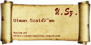 Ulman Szalóme névjegykártya